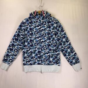 A Bathing Ape Blue Camo Shark Full Zip Up Hoodie